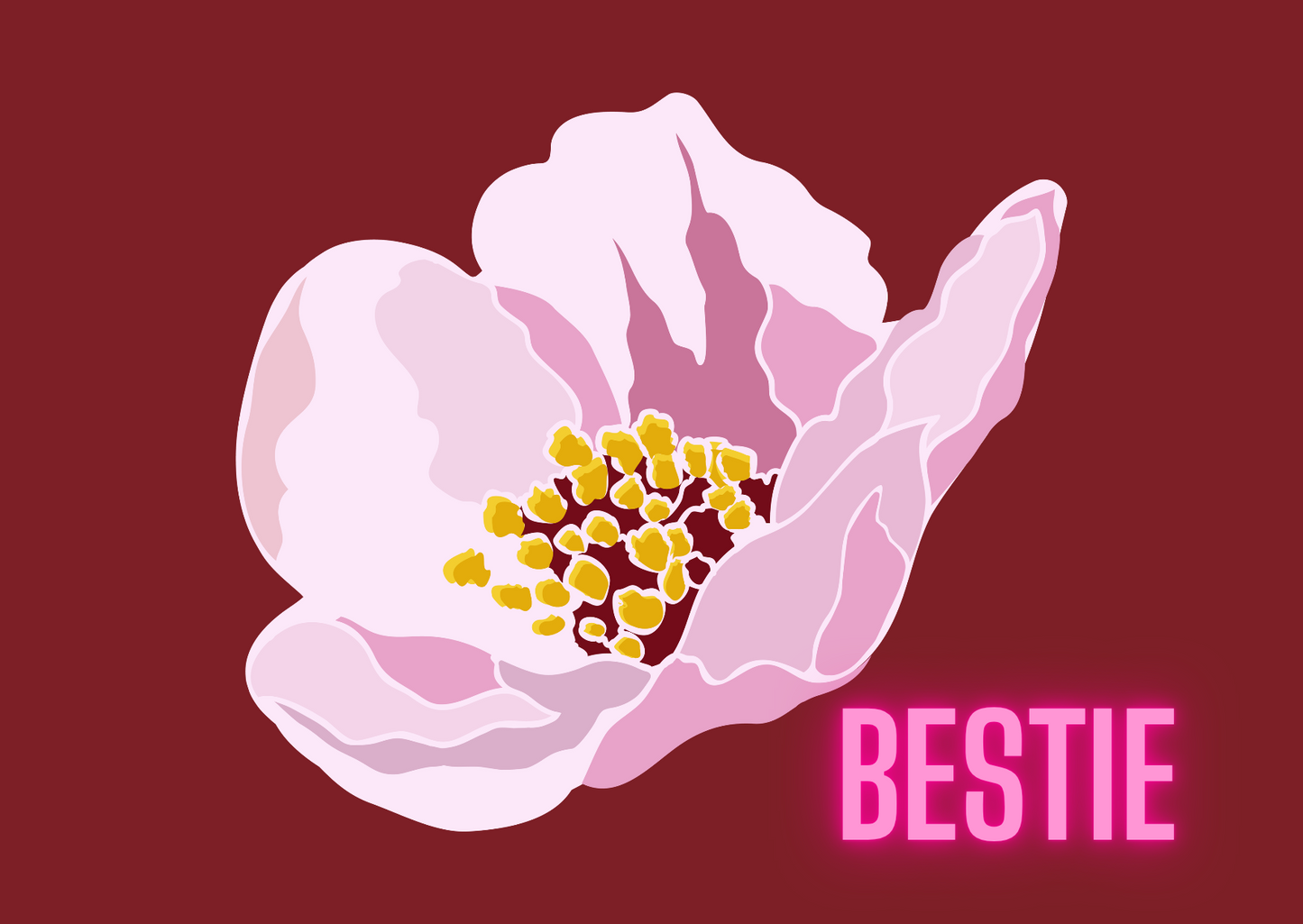 Bestie Postkarte mit Blume | Floral Aesthetic Print | Geschenkidee Freundin | Rosa Blumenkarte | Cute Best Friend Gift | Digital Download