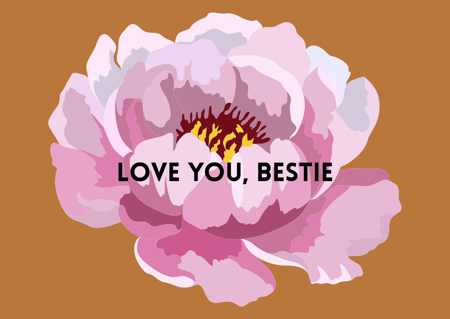 Love You Bestie Postkarte | Rosa Blumenkarte | Best Friend Gift | Floral Aesthetic Art Print | Geschenk für beste Freundin | Digital Download | Cute Greeting Card