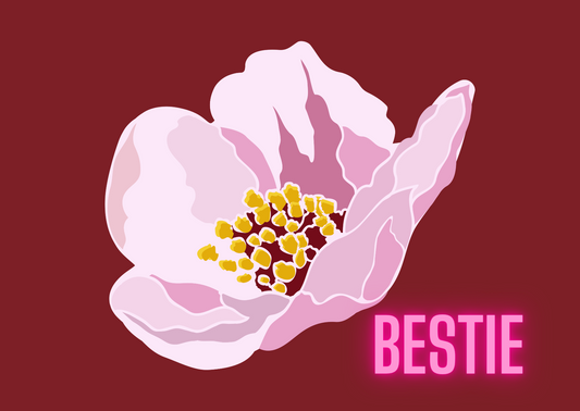 Bestie Postkarte mit Blume | Floral Aesthetic Print | Geschenkidee Freundin | Rosa Blumenkarte | Cute Best Friend Gift | Digital Download