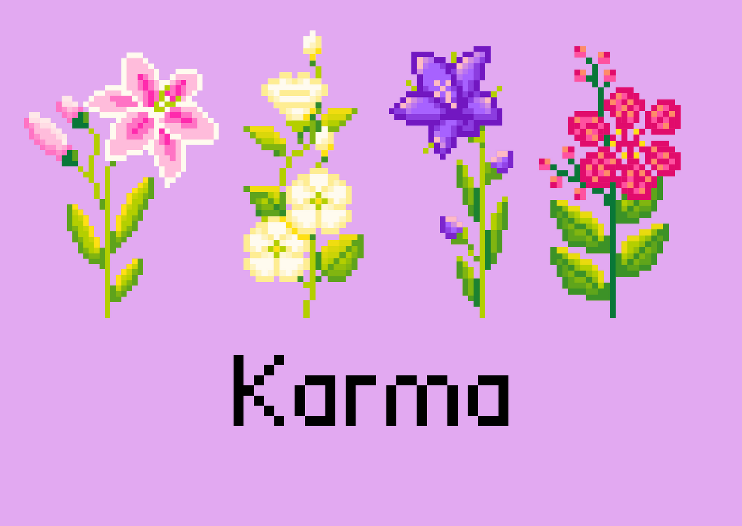 Karma Postkarte Pixel Art | Cute Flower Card | Retro Pixel Blumen Karte | Kawaii Geschenkidee | Motivationskarte | Aesthetic Art Print